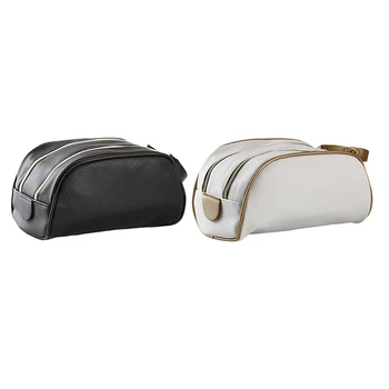 

white/black Women Makeup Bag PU Waterproof Double Zipper Large Capacity Cosmetic Bag Multifunction Travel Storage Bags