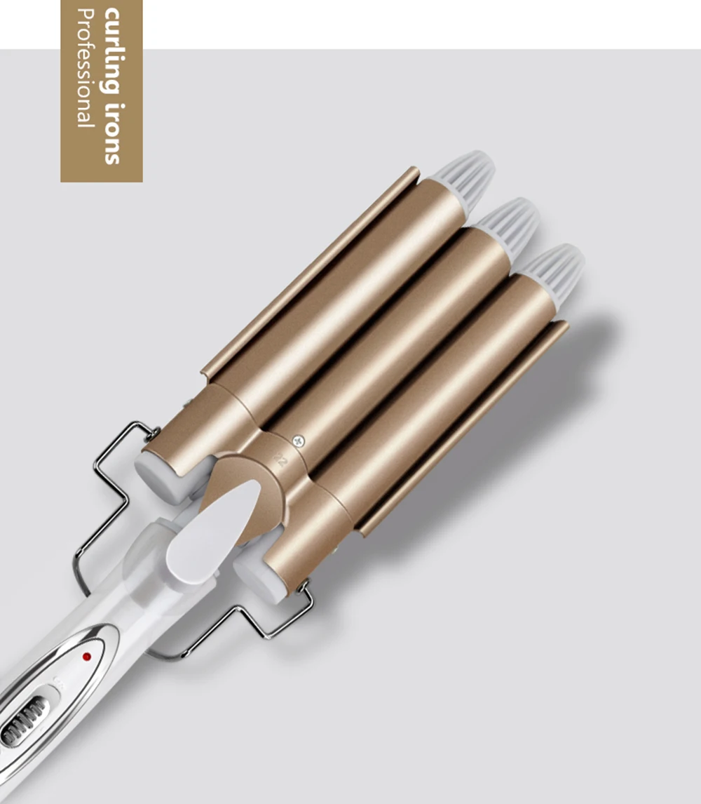 Ondulação do Cabelo Modelador de Cabelo Ferro de Cabelo Profissional Curling Ferro Ondulado Estilor Cerâmica Triplo Barril Elétrico Ferros Tongs Friso 3 Online shopping