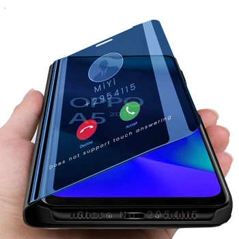 Перейти на Алиэкспресс и купить Чехол для oppo a 5 2020 чехол умный зеркальный флип-чехол для oppo a 5 2020 a52020 fundas orro opo 5a a5 2020 чехол с подставкой 6,5''