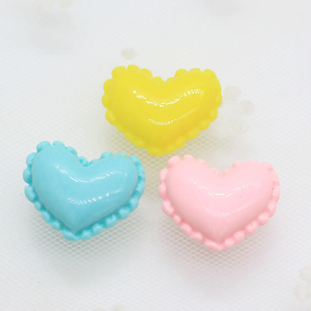 100/50pcs Pink Yellow Blue Pastel Color Flat Back Heart Shape Cute Love Resin Cabochons For DIY Craft | Дом и сад