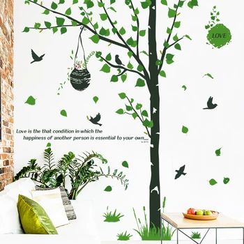 

Large 267*218cm Green Leaves Tree Bird Wall Sticker Removable Self adhesive Vinyl Decal Living Room Bedroom Decoration Wallpaper