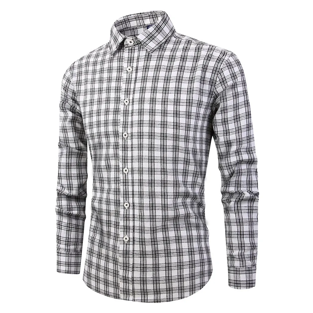 Camisa Masculina Мужская Повседневная Блузка с длинным рукавом и отложным воротником в
