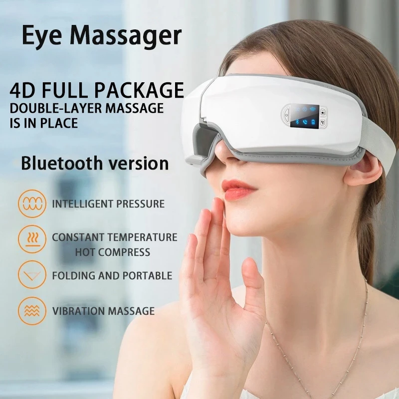 Syeosye 4D Smart Airbag Electric Eye Massager Vibration Eye Care Instrumen Heating Bluetooth Music Relieves Fatigue And Dark Cir smart 4d eye heating massager ble 4 0 music relieves fatigue and dark circles protection glasses usb rechargeable relaxation