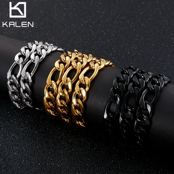 

KALEN 12mm Width Chunky Chains For Men Women 45cm--65cm Gold Black Stainless Steel Cuban Chain Choker Necklace Jewelry