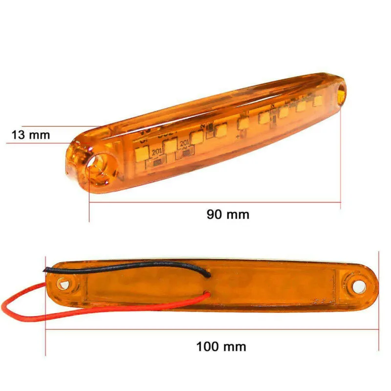 10x12 V SMD 9 светодиодный желтый задний Боковой габаритный фонарь для грузовика и прицепа