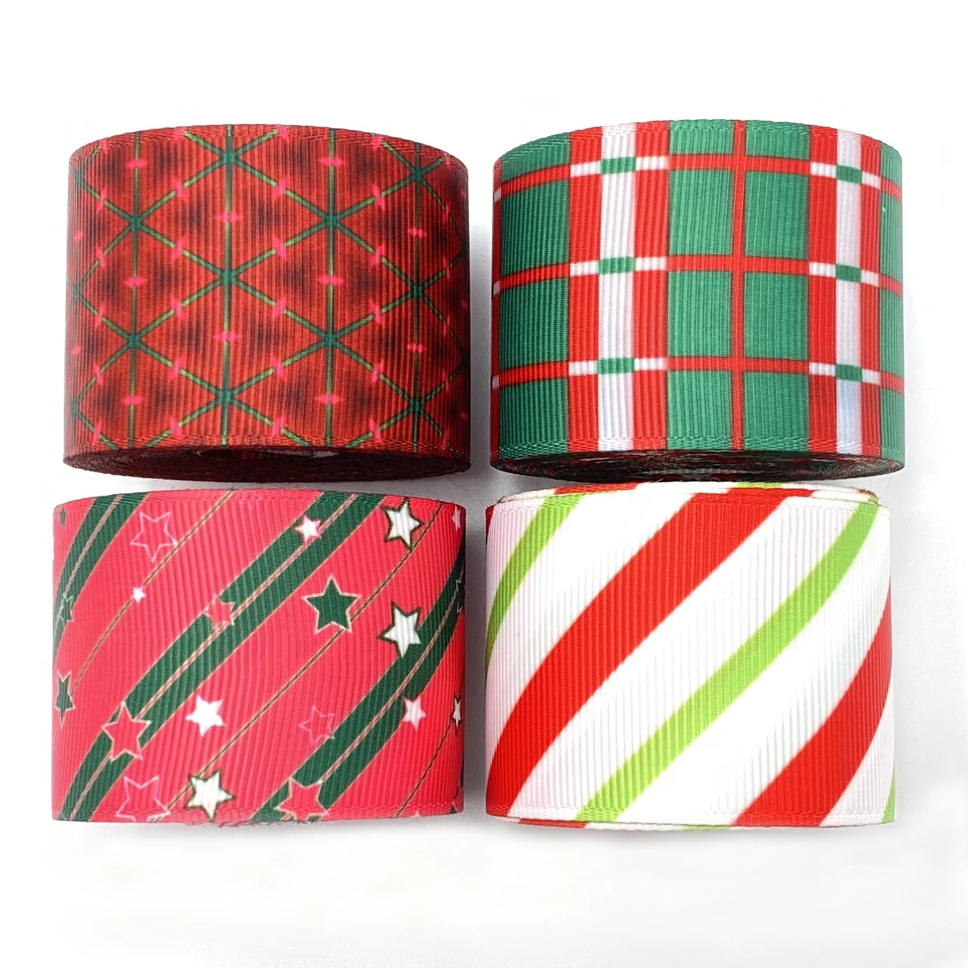 38 мм Рождественская лента полосатая Шахматная печатная Grosgrain для рукоделия бант