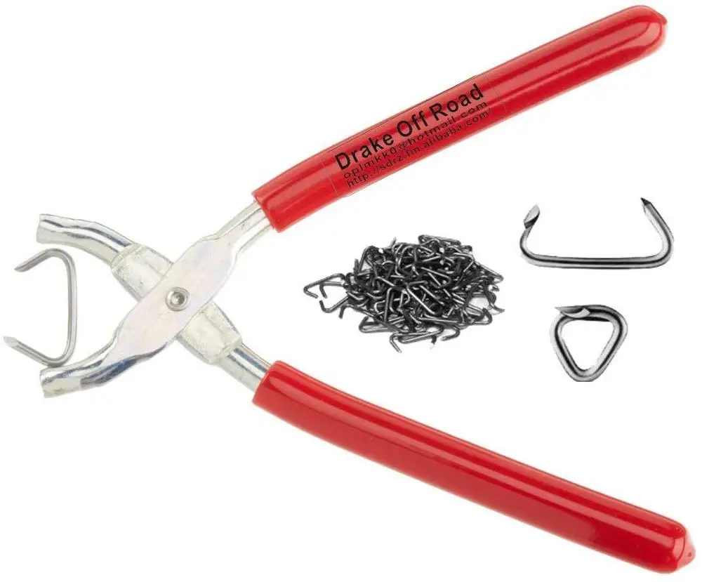 

WATERCARBON Tools126 Auto Parts Industries Straight Hog Ring Upholstery Installation Kit Pliers Seat Cover Upholstery Hog Rings pack-100-Piece Ring Set