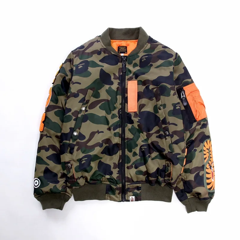 

2019 Winter Personality Camouflage Embroidered Cotton Jacket Men's Casual Baseball Uniform Jacket Christmas Coats and Jackets