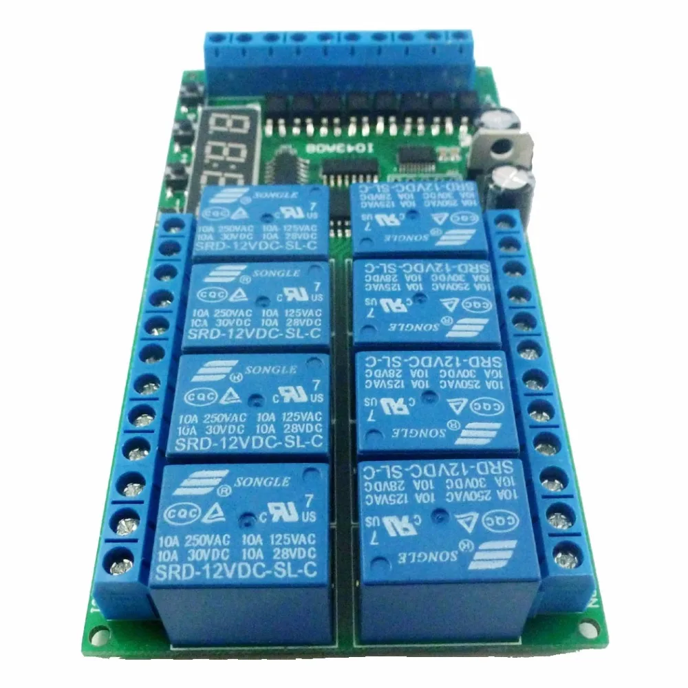 다기능 타이머 지연 릴레이 보드 타임 스위치, 타이밍 루프 인터록, 순간 쌍안정, DC 12V, 8 채널