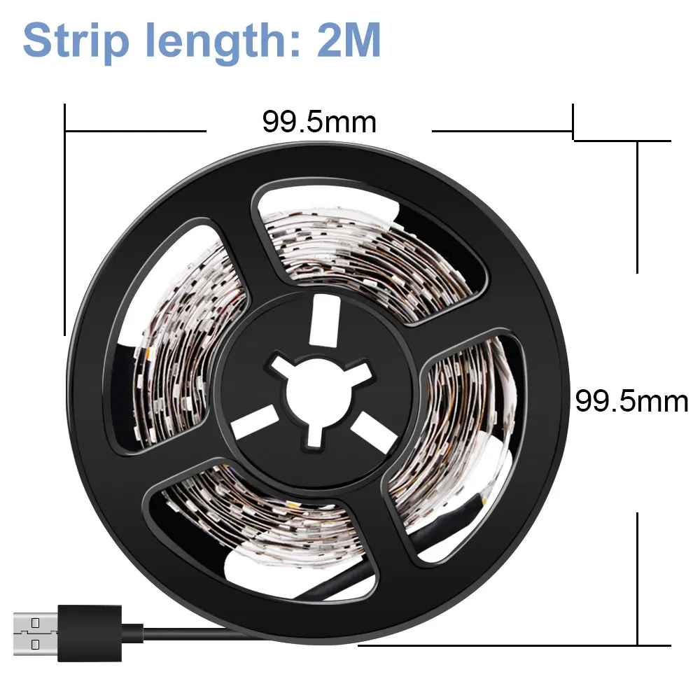2m Светодиодная лента 5 в 2835 SMD USB разъем 1 м 2 м 3 м 4 м 5 м USB Светодиодная лента светильник 220 В декоративная лампа лента для телевизора фоновый светильник ing спальня - Испускаемый цвет: 2m