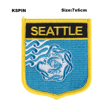 

Seattle Shiled Shape Flag patches embroidered flag patches national flag patches for Cothing DIY Decoration
