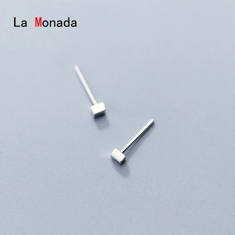 

La Monada Silver Earrings Stud Minimalist Rectangle Stud Earrings 925 Sterling Silver Fashion Fine Jewelry Earrings