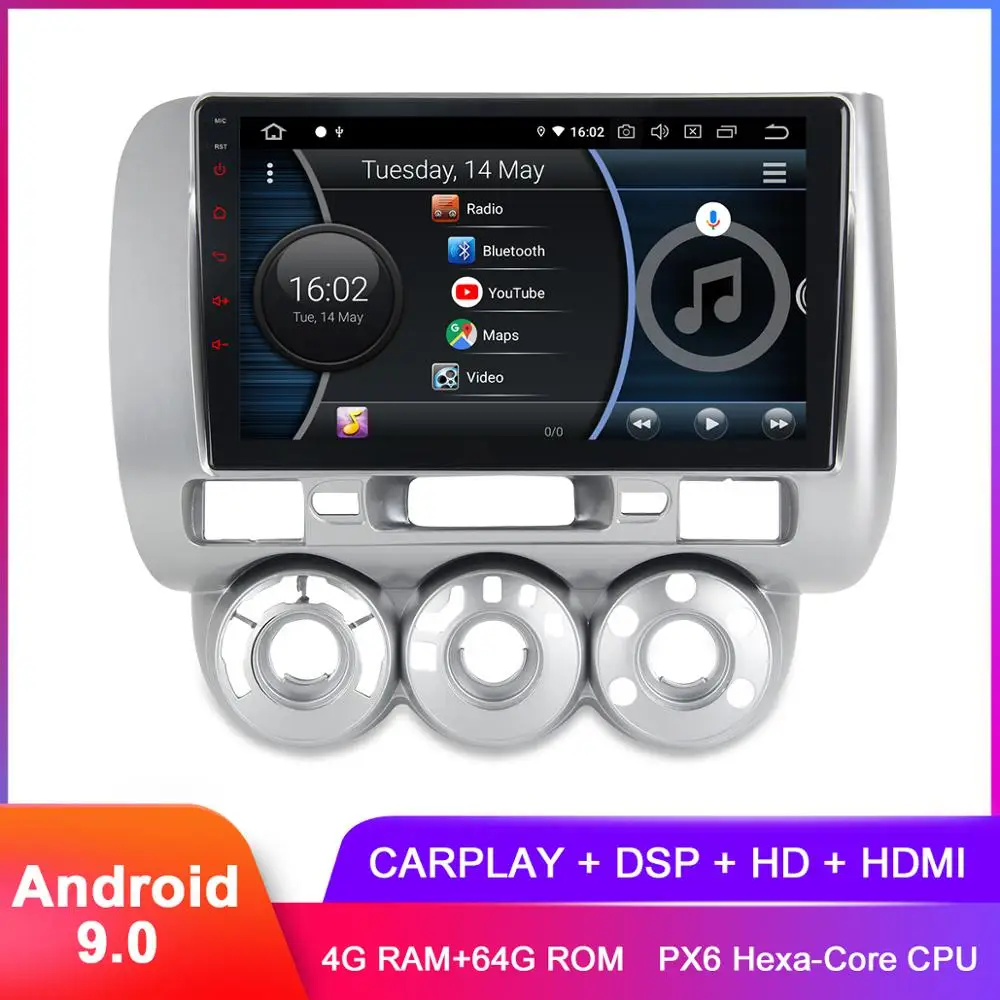9 &quotIPS Android 0 автомобильный стерео для Honda Jazz Fit 2004 2005 2006 2007 2008 Carplay радио WiFi GPS BT 5 DSP