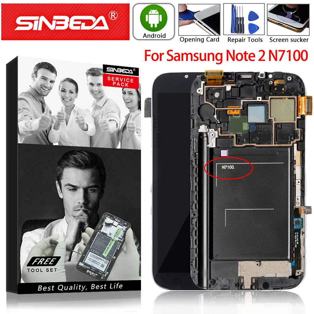 AMOLED 5 &quotдля Samsung Note 2 ЖК дисплей сенсорный экран с рамкой для Galaxy N7100 LCD Note2