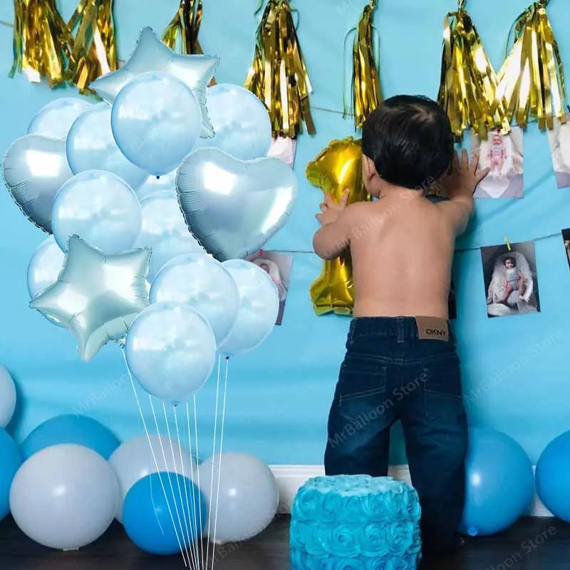 1st день рождения синие шары украшения Babyshower украшения 1 год фольги номер надувной шар мальчик
