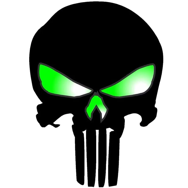 

DAWASARU Amusing PUNISHER SKULL Car Sticker Reflective Decal Custom Sunscreen Waterproof Day of The Dead Car Accessories 9*13CM