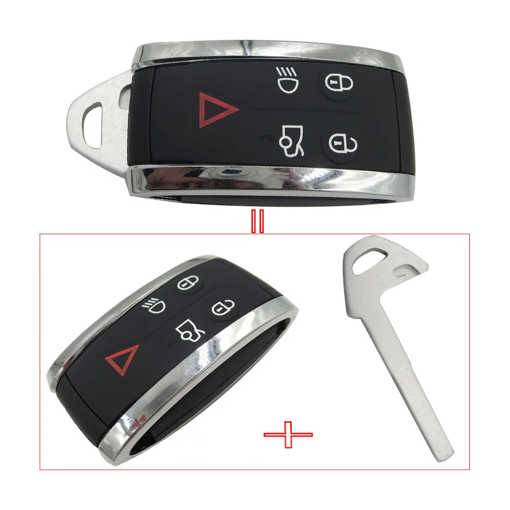 OKEYTECH REMOTE CAR KEY 5 BUTTONS FOR JAGUAR XF XF XFR XK XKR 2009-2013 315/433MHZ ID46 7945 CHIP FCC: KR55WK49244 KEYLESS ENTRY