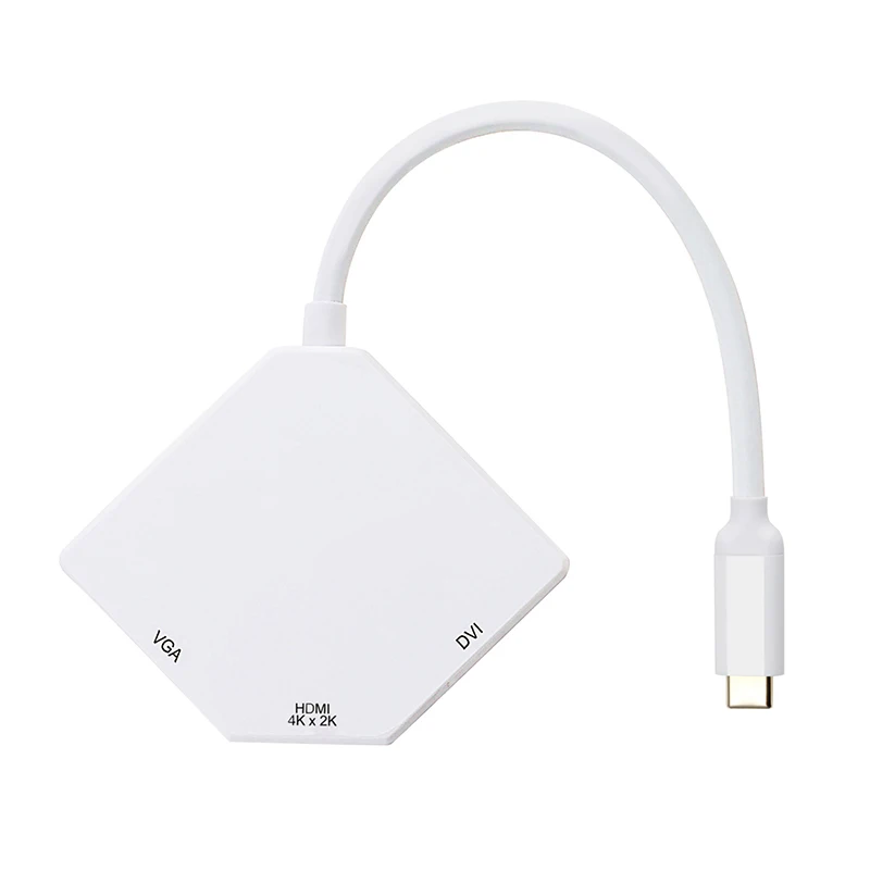 USB-C to HDMI VGA DVI Multiport Adapter Type-C HDMI 4K 3-in-1 Multifunction Cable Converter DU55
