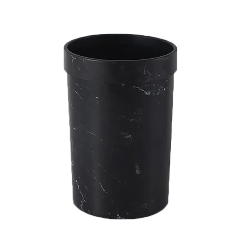 Marble Plastic Trash Bin Office Kitchen Garbage Storage Barrel Compost Bin Bathroom Bedroom Without Lid Trash Can European Style - Цвет: Black