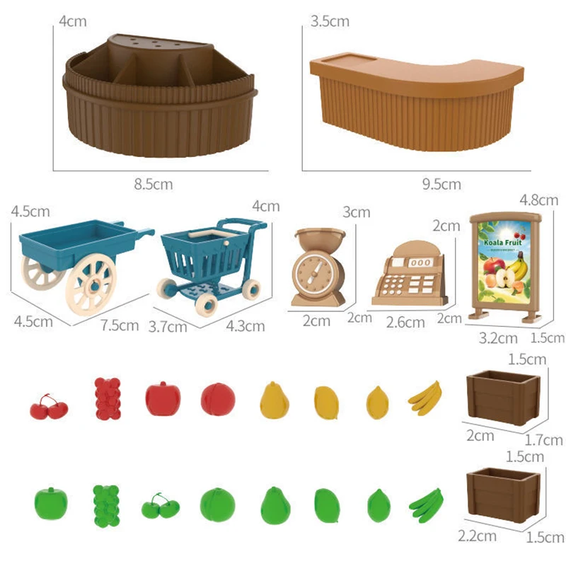 1/12 Simulation Forest Rabbit Family Dollhouse Critters Fruit Shop Accessories Girl Toys Xmas Gifts 6