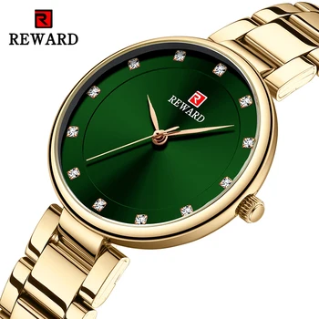 

Top Women's Quartz Watches Brand Luxury REWARD Full Rose Casual Fashion Ladies Gold Watch Simple Romanticism Clock For Girl