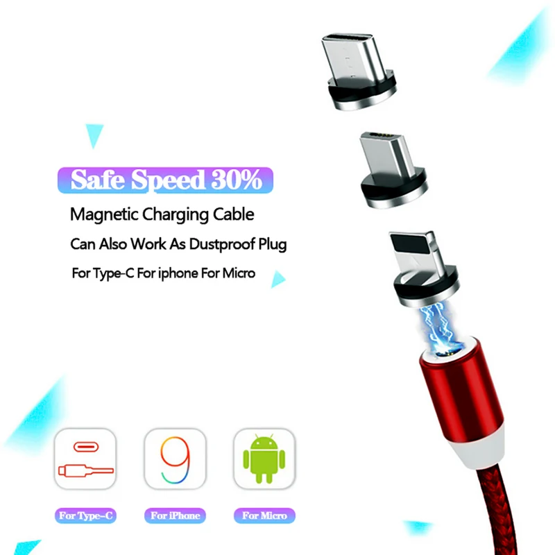 Magnetic Plug for iphone Type C Micro USB C 8 pin plug Mobile Phone Cables Fast Charging for samsung galaxy note 8 Magnetic Plug