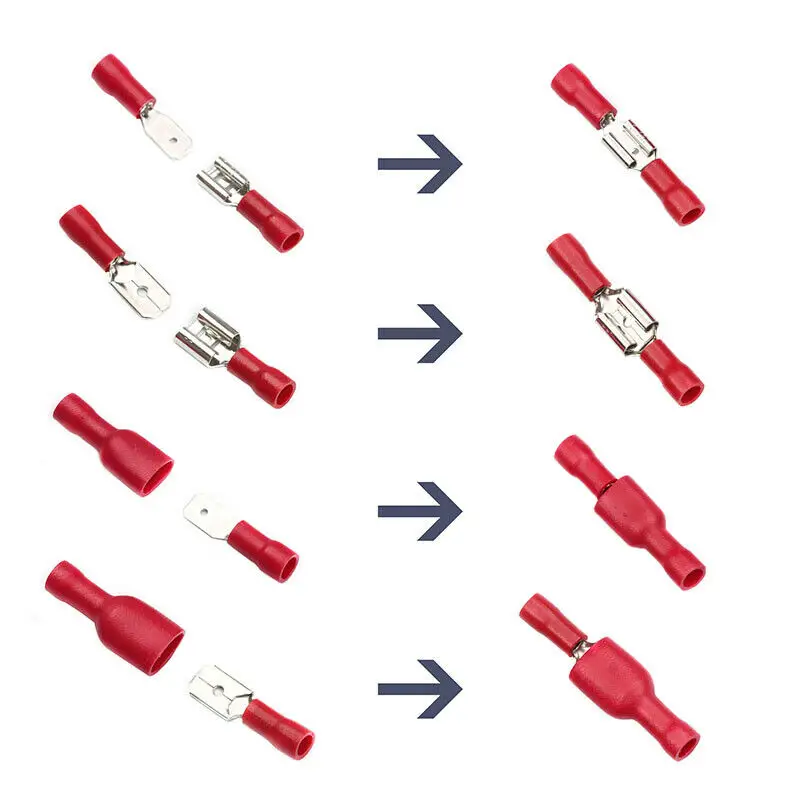 280/480/1200pcs Insulated Cable Connector Electrical Wire Assorted Crimp Spade Butt Ring Fork Set Ring Lugs Rolled Terminals Kit