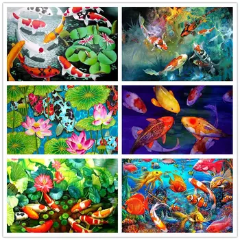 

5d Diamond Painting Koi Fish Graph DIY 3D Diamond Embroidery Sale Full Round Drill Mosaic Diamond Picture Animal Wall Art
