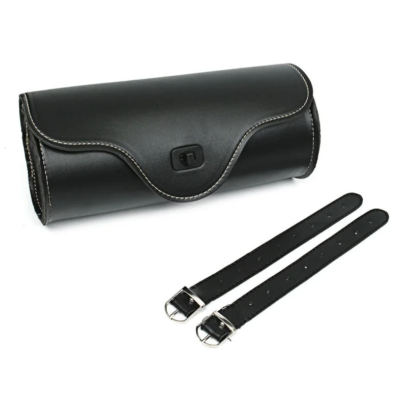 

Universal Saddlebag Round Mounting Strap Leather Waterproof Black Tool Storage Motorcycle Classic Luggage Pouch Saddle Bags
