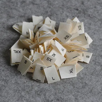 

1000pcs High Quality Beige Cotton Size Labels Soft Cotton Labels Tags for Baby Clothing Size Labels with Cutted in Pieces