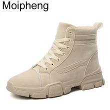 Moipheng Botas Mujer 2019 Invierno Botas Mujer Invierno botines cálidos de felpa zapatos de Mujer Faux Suede Botas delgadas Sexy zapatos rojos(China)