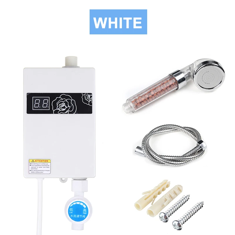 Universal 300W Electric Water Heater Instant Tankless Water Heater 220V 3KW Temperature display Heating Shower+Shower Nozzle