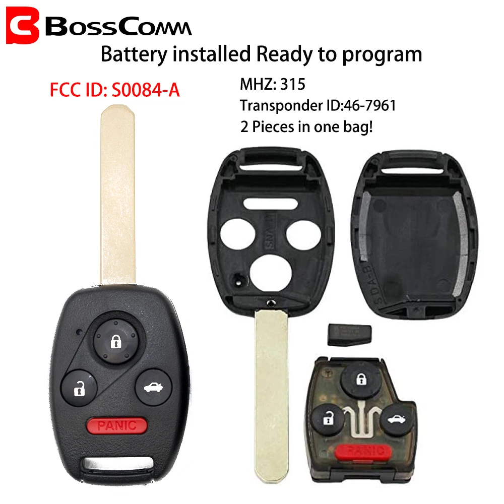2 для Honda CIVIC Car Key Fob STREAM Remote S0084 A 315 МГц с чипом ID46|Ключ от авто| |