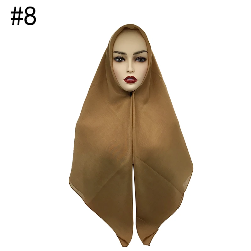 Малайзия Tudung Bawal исламский хиджаб квадратный Хлопок мусульманский платок-бандана для женщин глушитель хиджаб шали леди сплошной шарф 10 шт - Цвет: 8