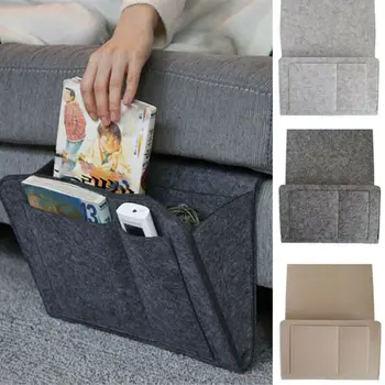 

Christmas Grey Bed Storage Pockets Felt Bedside Hanging Storage Organizer Holder with 1 Inner Pockets for Bed Table Sofa