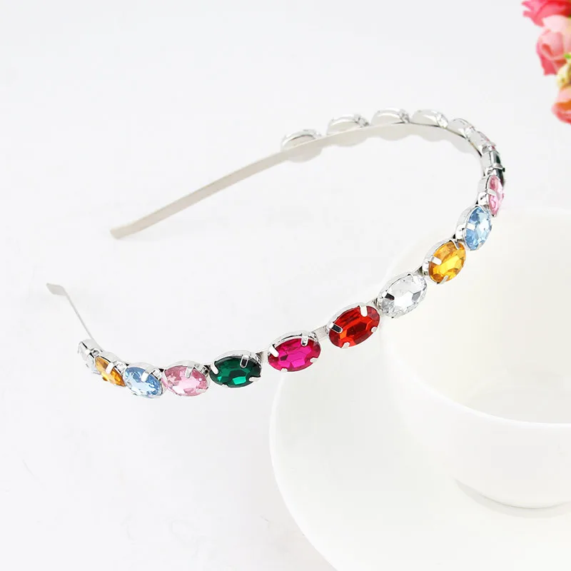 colorful silver Винтажный, из металлического сплава, со стразами рамка с жемчугом Bella резинки для волос для женщин заколки для волос аксессуары для волос для девочек повязка на голову diademas opaska - Цвет: colorful silver