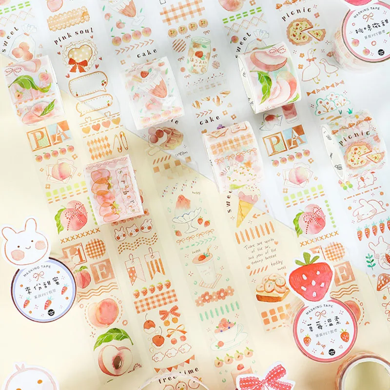 2 шт./компл. декоративная клейкая лента Kawaii фрукты лента Washi симпатичная Маскировка ленты для наклейки Скрапбукинг DIY раздатчик канцелярской ленты