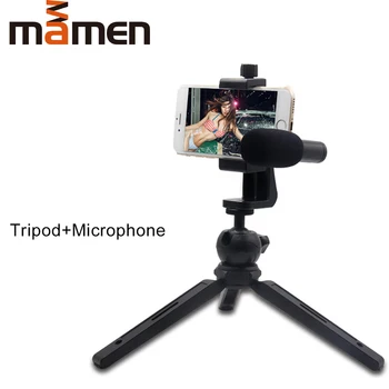 

MAMEN Flexible Mini Tripod For Phone Camera Stand With Microphone Phone Holder Clip Professional Smartphone Mobile Tripod