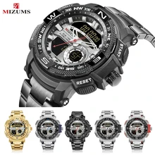 MIZUMS relojes deportivos para hombre, pulsera de cuarzo a la moda, de acero inoxidable