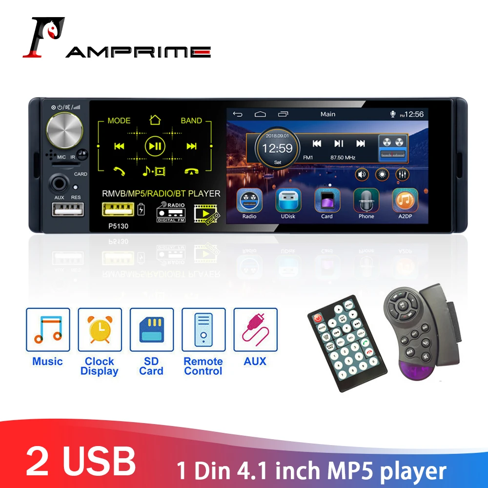 Автомагнитола AMPrime 1 Din сенсорный HD-экран 4 дюйма стерео MP5-плеер аудио музыка RDS USB/SD