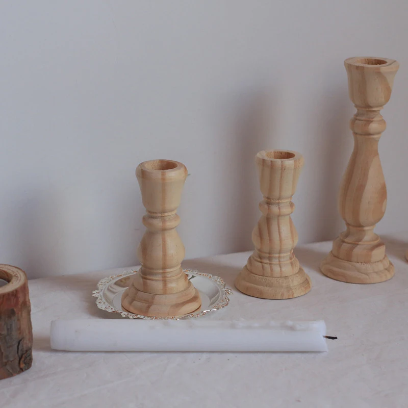 Незавершенные держатели для свечек деревянные классические ремесленные подсвечники сглаженные и готовые легко окрашивать или украшать 6,88x2,48/1,96