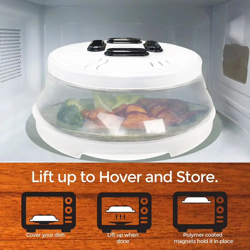 Magnetic Microwave Plate Cover Splatter Guard with Steam Vents and Strong Magnets. Cover. Keeps Oven Clean | Дом и сад
