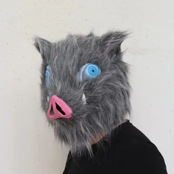

Demon Slayer Kimetsu no Yaiba Cosplay Hashibira Inosuke Mask Wild Boar Mask Latex Adult Halloween Masks Costume Prop Drop Ship