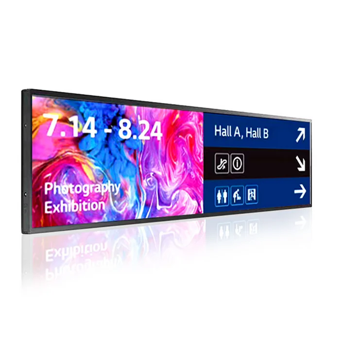  19'' inch Fhd ultra-wide stretched led advertising Android smart lcd screen shelf bar wifi display