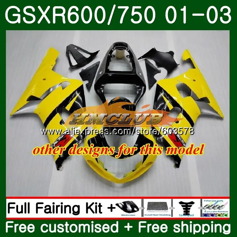 Корпус для SUZUKI GSX-R600 GSXR-600 K1 GSXR600 01 02 03 белый черный 4CL. 80 GSXR 600 750 GSXR-750 GSXR750 2001 2002 2003 обтекатель