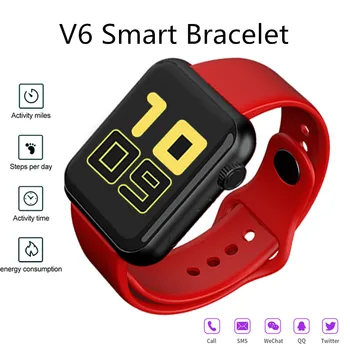 

V6 Smart Band ip68 Watches For Smartwatch Android Multiple Exercise Modes Passometer Health Blood Pressure Monitoring PK W26 USB