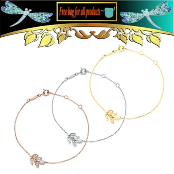 

Women Bracelet olive leaf Zircon accessories Clavicle chain fashion S925 Sterling silver Jewelry Valentine's Day gift