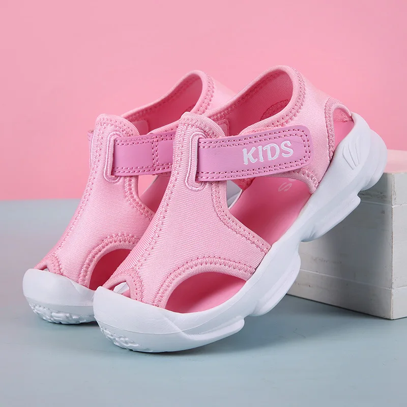 pink sandal Летние новые сандалии принцессы, детская обувь на плоской подошве, сандалии с закрытым носком для девочек, обувь для малышей, удобные пляжные сандалии для мальчиков - Цвет: pink sandal
