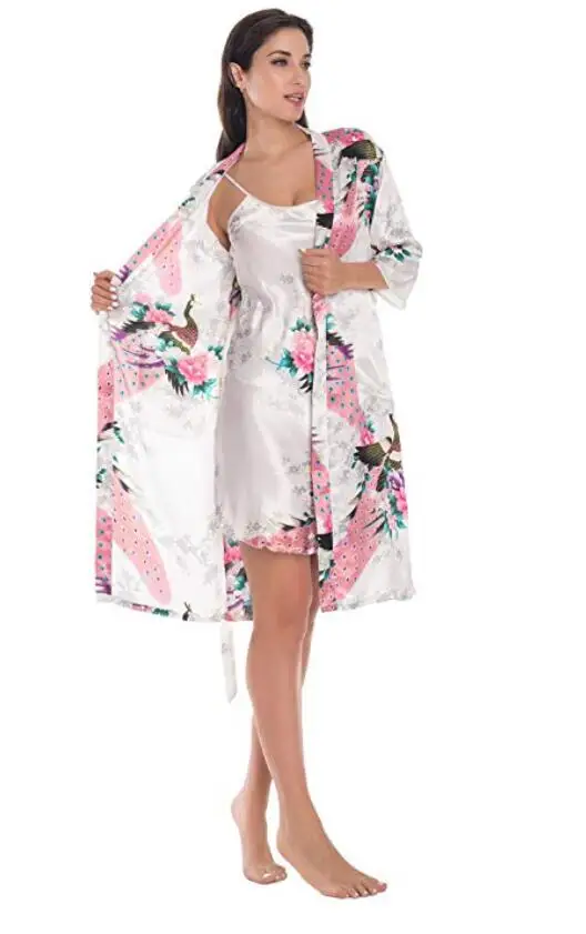 Women's Summer Mini Kimono Robe Lady Rayon Bath Gown Yukata Nightgown Sleepwear Sleepshirts Pijama Mujer Size M-XL women sleepwear,sleepwear pajamas