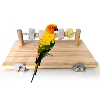 

Bird Wood Platform with Chewing Toys for Hamster Chinchilla Calcium Nutrition 449E